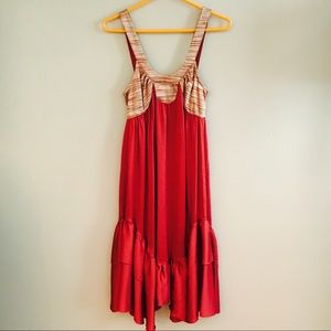 Last Price! Free People Silk and Knit Ruffle Dress